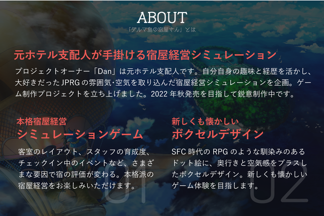 「元ホテル支配人」が作る！本格宿屋経営シミュレーションゲーム「ダルマ島の宿屋さん」制作の為のクラウドファンディングがCAMPFIREにて11月6日開始のサブ画像3