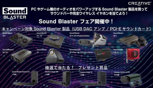 PCやゲーム機のオーディオをパワーアップするSound Blaster製品を買ってサウンドバーや完全ワイヤレス イヤホンを当てよう！のサブ画像1_イメージ_01