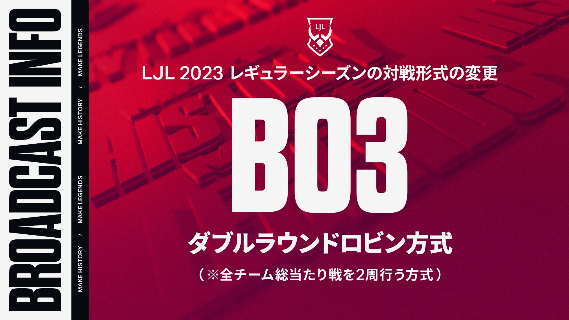 1月28日(土)開幕LJL 2023新シーズンのフォーマット発表！今シーズンよりBO3対戦形式へ変更し、金、土、日の日程で開催。シーズン開幕週は1月28日(土)、29日(日)の2日連続でオンライン開催のサブ画像2