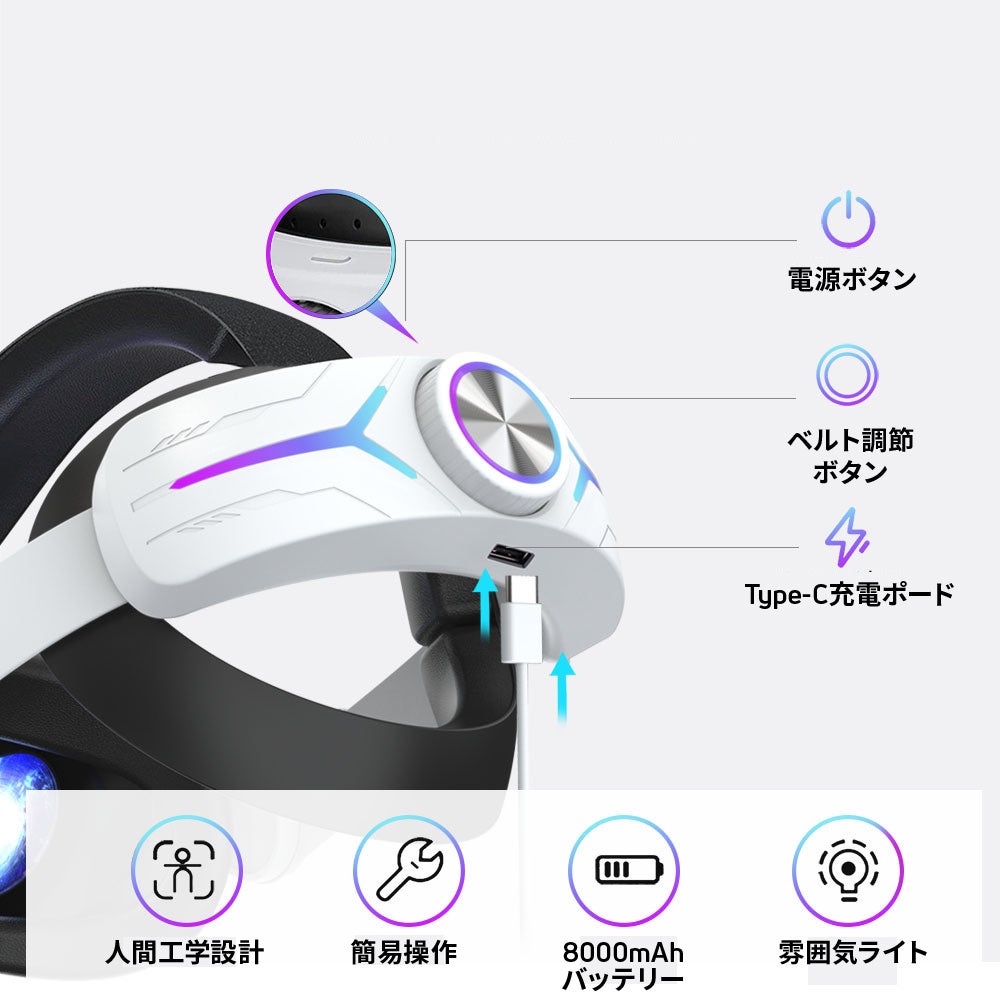 VRゴーグルを充電しながら長時間プレイ！Meta Quest2専用ヘッドストラップ「GXR-Strap」をガジェットストア「MODERN g」で販売開始のサブ画像6