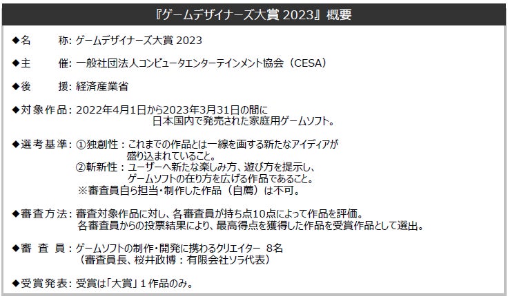 審査員長の桜井氏が受賞作品を発表！ゲームデザイナーズ大賞 審査員8名が決定！大賞は9月21日(木)幕張メッセ イベントステージで発表のサブ画像4