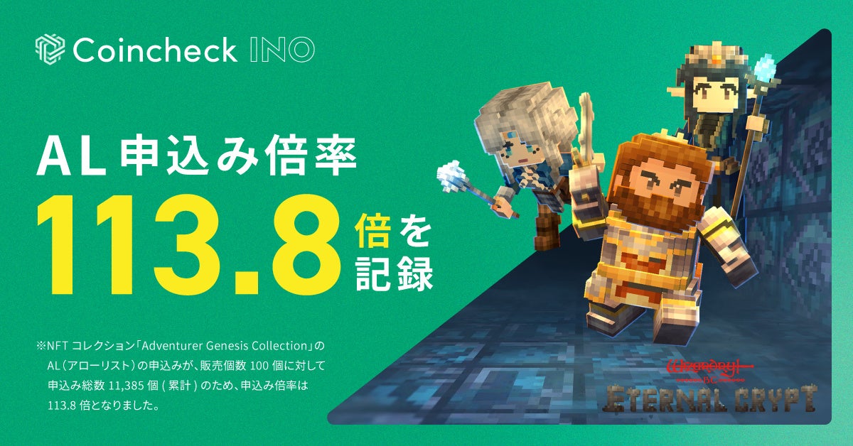 「Coincheck INO」第1号案件、AL申込み倍率が113.8倍を記録のサブ画像1