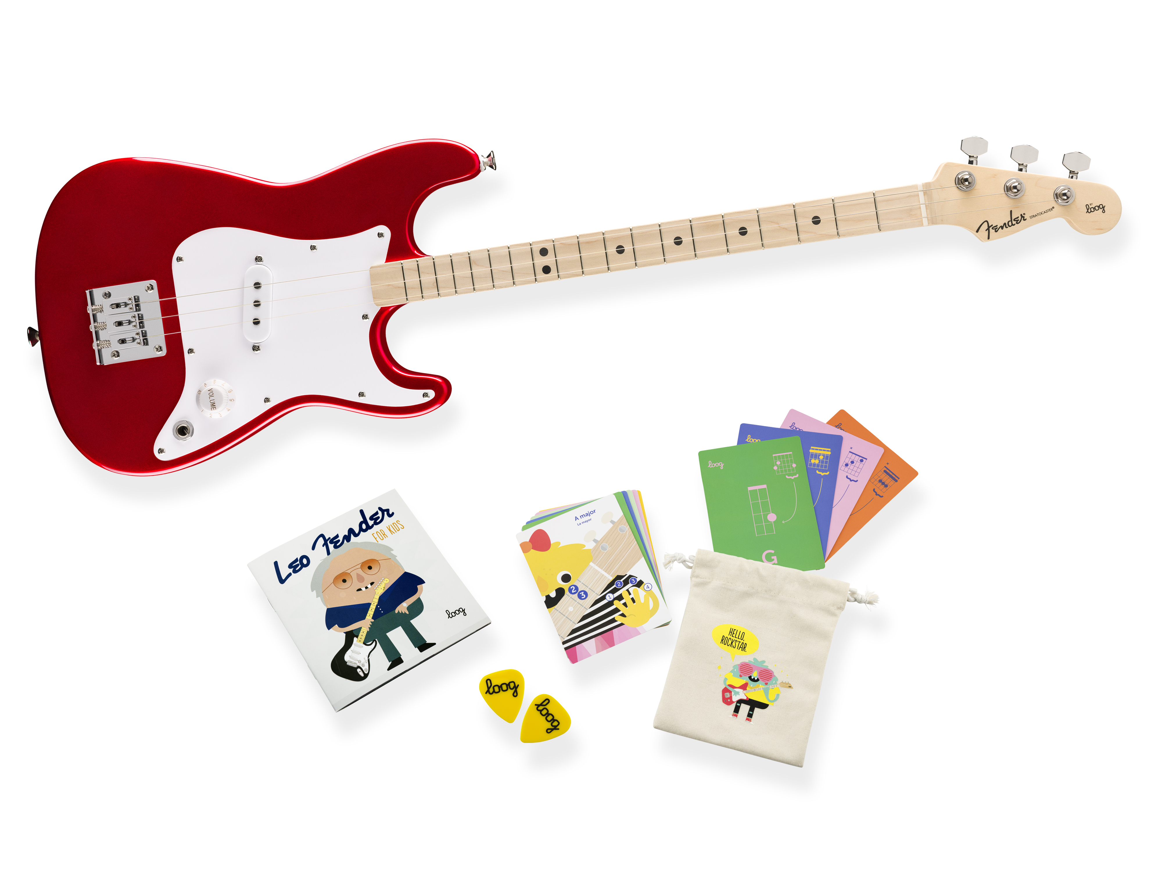 キッズサイズの3弦エレキギター『Fender x Loog コレクション』のストラトキャスターモデルより新色