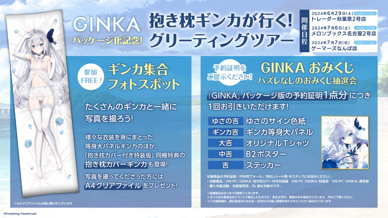 ビジュアルノベルゲーム『GINKA』のイベント「抱き枕ギンカが行く！グリーティングツアー」が東名阪で開催決定！のサブ画像2