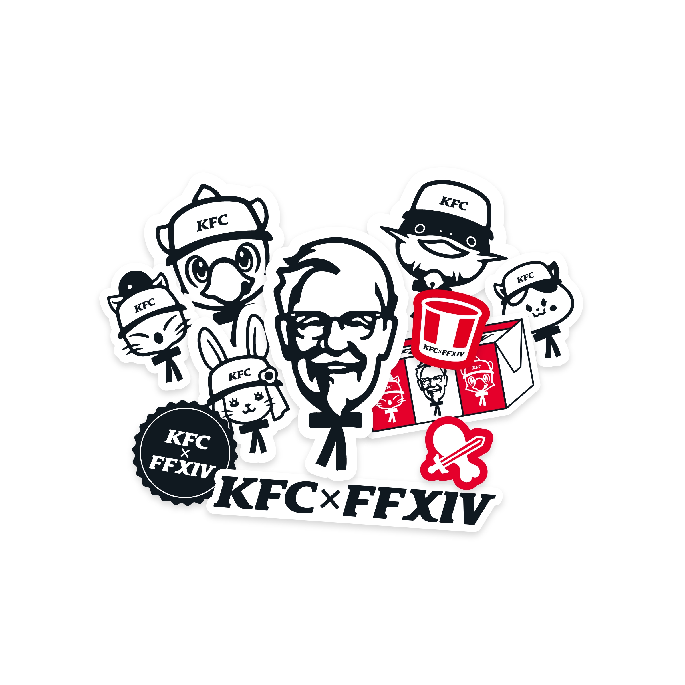 【KFC×ファイナルファンタジーXIV第2弾】互いの世界を“行き来する”大型コラボレーションが帰ってくる「ファイナルファンタジー14コラボセット」6月10日(月)～6月30日(日)までの期間限定で販売のサブ画像3_「コラボステッカー」イメージ